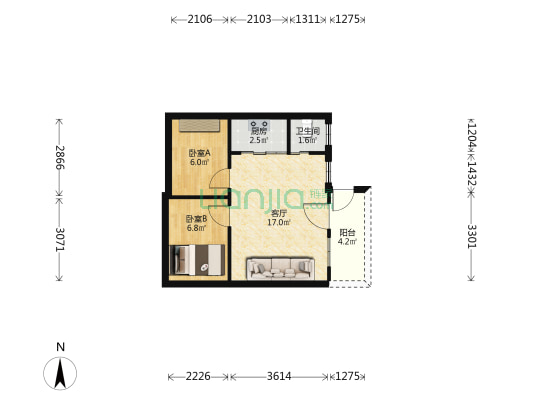 海鹰路 2室1厅1卫 42平方