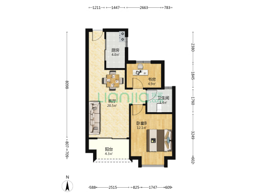 钓云苑 2室1厅1卫 68平方