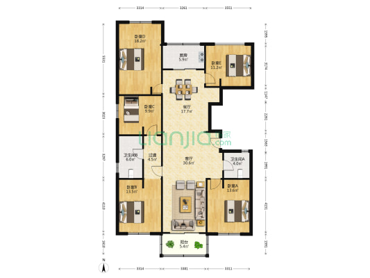 振兴东路499号 5室2厅2卫 168平方