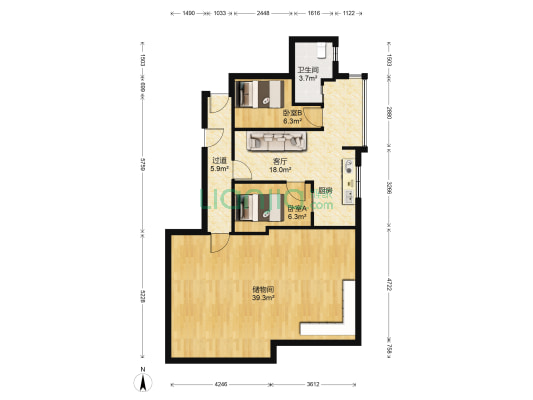 故宫裕景 2室1厅1卫 153平方