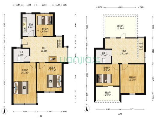 广厦怡庭南区 4室1厅2卫 115平方