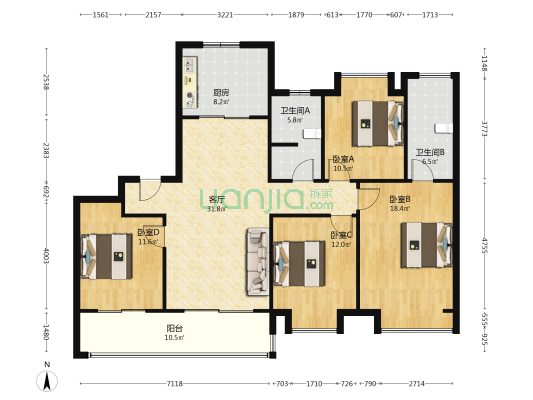 润悦府 4室1厅2卫 142平方