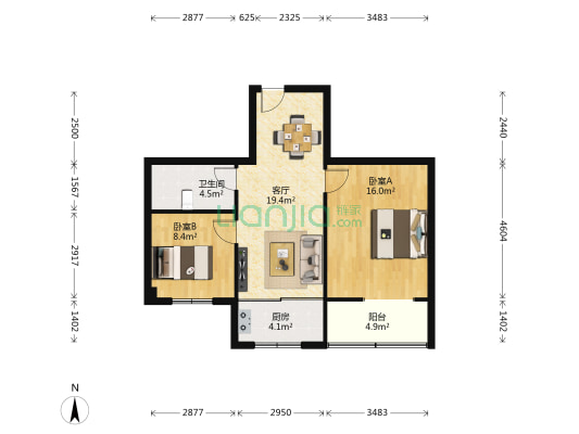 蔡家巷3号院机关小区 2室1厅1卫 72平方