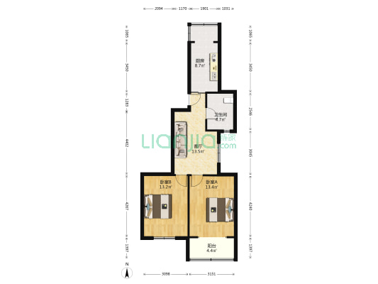 春房小区 2室1厅1卫 72平方