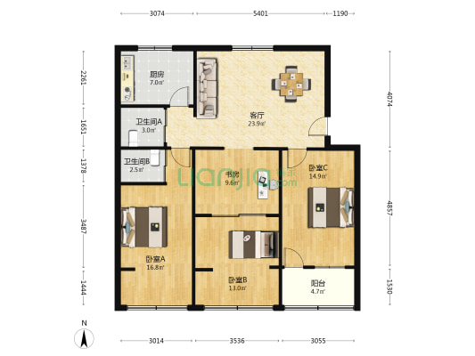 净水新村 4室1厅2卫 106平方