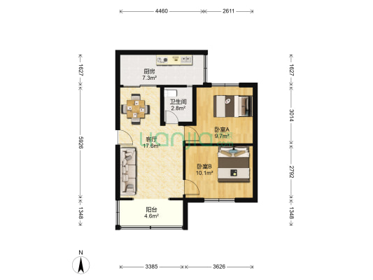 花径园 2室1厅1卫 66平方