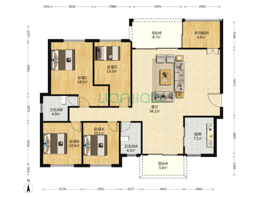 金碧湾 5室1厅2卫 150平方