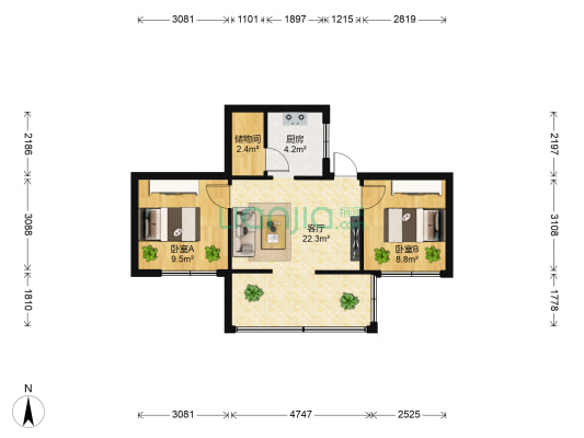 小柳树巷12号 2室1厅0卫 51平方