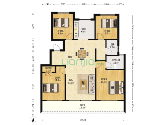 金昌十里白鹭 4室1厅2卫 127平方
