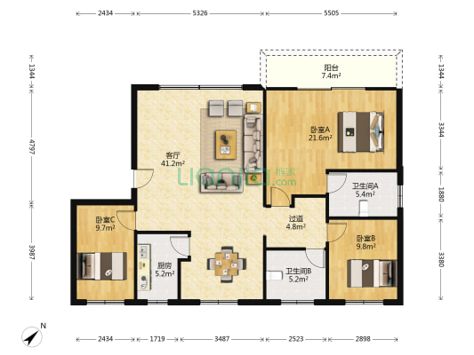 金成绿苑 3室1厅2卫 129平方