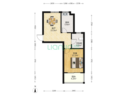 横塘景苑 1室1厅1卫 54平方