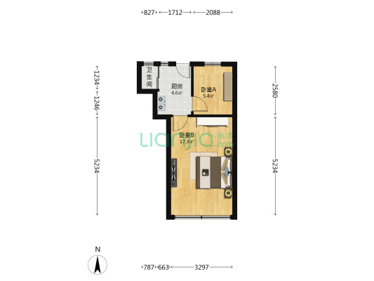 广西北路200号 2室0厅1卫 39平方