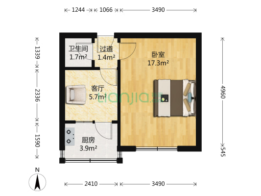 趵突泉南路 1室1厅1卫 38平方