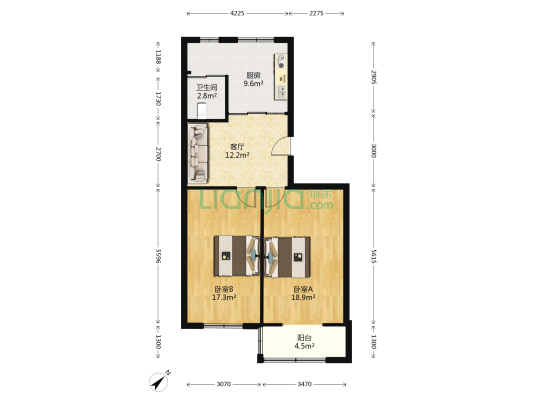 台北二路 2室1厅1卫 79平方