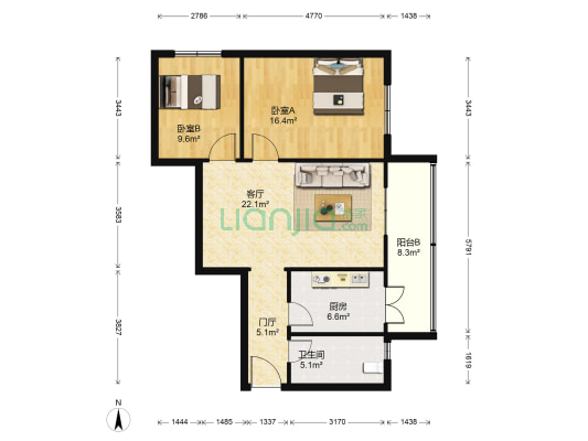 泰兴公寓 2室1厅1卫 87平方