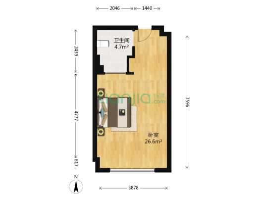 青龙广场 1室0厅1卫 46平方