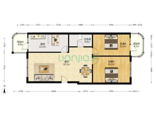 华风江畔 2室1厅1卫 112平方