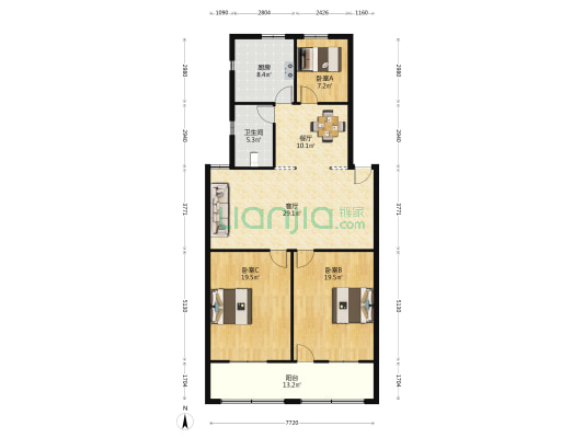 中山路15号 3室2厅1卫 132平方