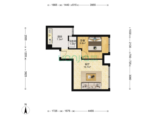 友盛幸福居 1室1厅1卫 49平方