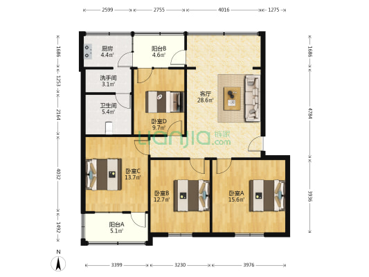 东环路五巷106号 4室1厅2卫 112平方