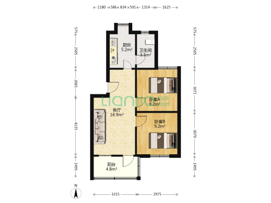 东风一村 2室1厅1卫 60平方