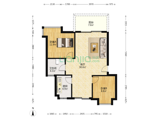 中国青城2期 2室1厅1卫 79平方