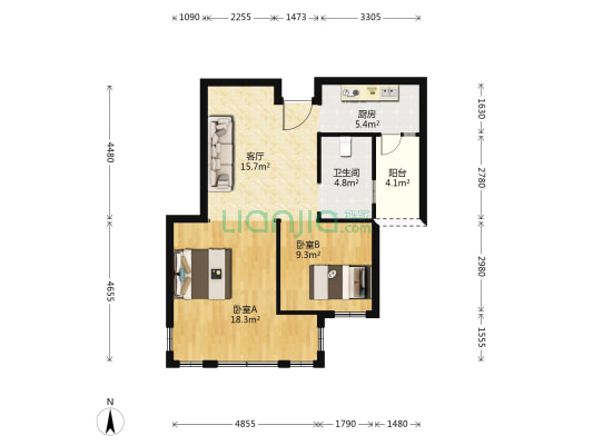 春天花园 2室1厅1卫 79平方