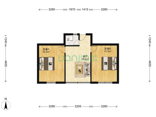 海影新村 2室1厅1卫 65平方
