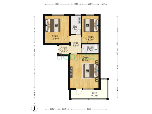有色金属院 3室0厅1卫 70平方