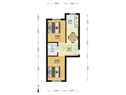 建华家园二区 2室1厅1卫 54平方