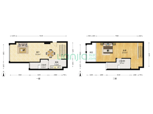 保利江上明珠锦园 1室1厅2卫 56平方