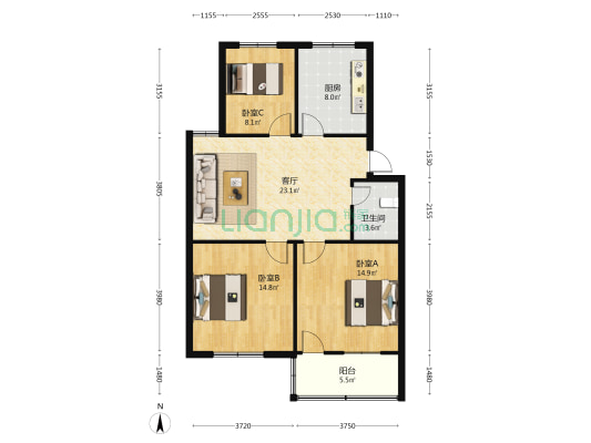 光华小区 3室1厅1卫 94平方