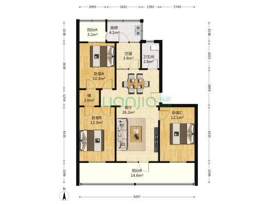 甘肃省工商局家属院(滩尖子) 3室1厅1卫 120平方