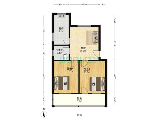 木材公司家属院(乐山路) 2室1厅1卫 68平方