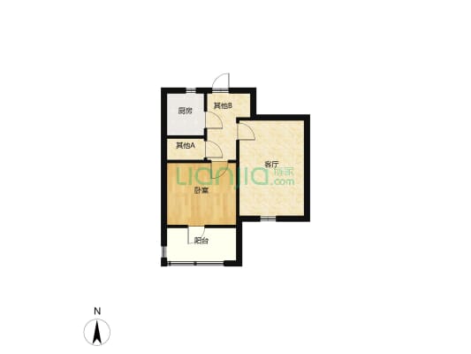 罗城头三号院 一楼 两室一厅 年轻人老人均可居住-户型图