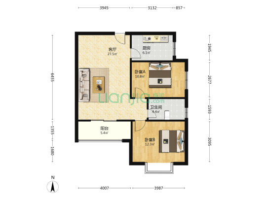 城市新苑一期 2室1厅1卫 92平方