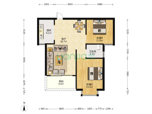 明珠佳苑 2室1厅1卫 89平方