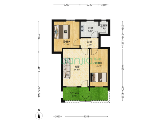 餐饮公司宿舍 2室1厅1卫 51平方