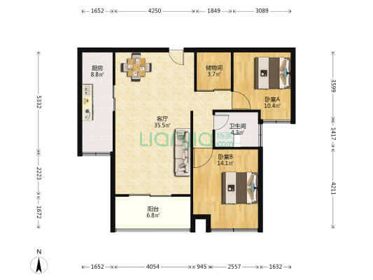 商业新村 2室1厅1卫 103平方