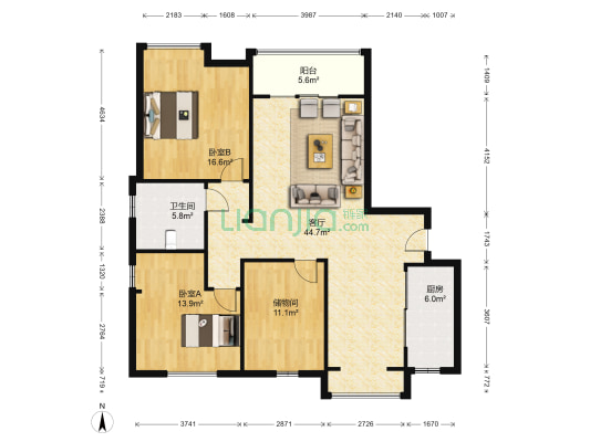 橡树湾一期 2室1厅1卫 130平方