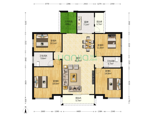 珑翠花园 4室1厅2卫 165平方