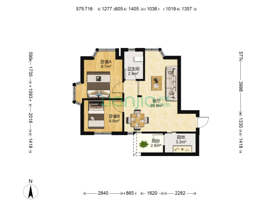 爵士馆 2室1厅1卫 71平方
