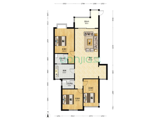 太东巷32号 3室1厅2卫 113平方