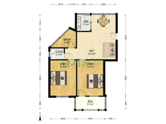 康乐西路10号 2室1厅1卫 74平方