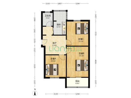 建白巷 3室1厅1卫 77平方