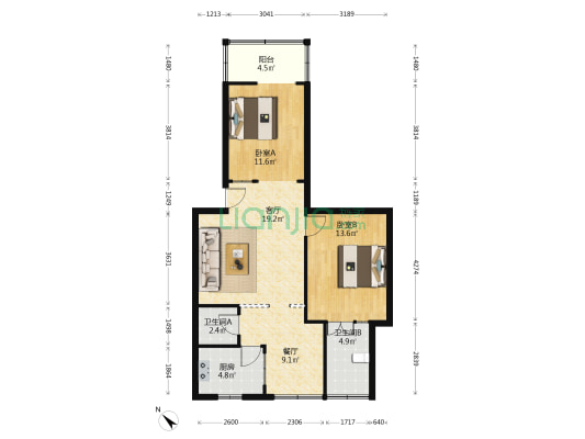 永兴巷16号 2室2厅2卫 69平方
