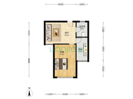 逸城山色公建 1室1厅1卫 55平方