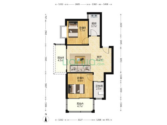 丰隆轩 2室1厅1卫 67平方