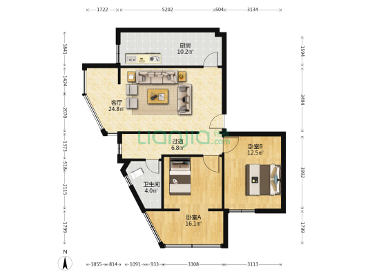欣苑(成华) 2室1厅1卫 91平方