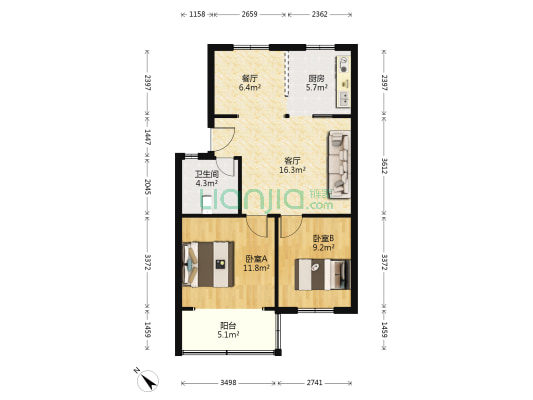 物华路113弄 2室2厅1卫 74平方